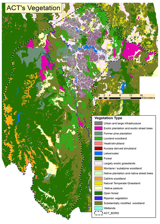 Vegetation types in the ACT