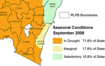 Figure 5. Drought declared areas (as of September 2008)