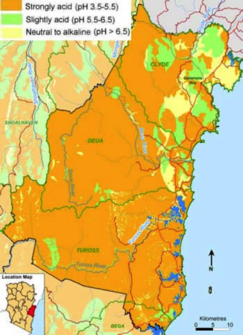 Figure 5. Soil acidity in Eurobodalla Shire