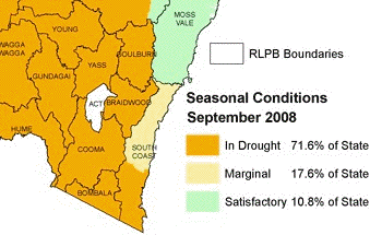 Figure 5. Drought declared areas (as of September 2008)