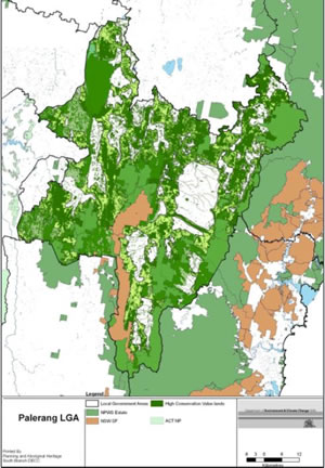 Palerang LGA map of sensitive areas