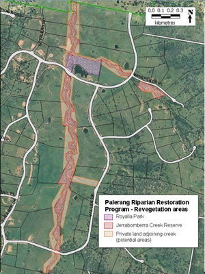 Palerang riparian restoration program revegetation areas